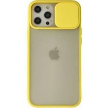 Newface iPhone 12 Pro Max Kılıf Palm Buzlu Kamera Sürgülü Silikon - Sarı ARLSTRTCH-RSG3256