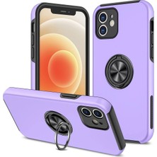 Newface iPhone 12 Kılıf Elit Yüzüklü Kapak - Mor ARLSTRTCH-RSG3256