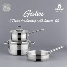 Amboss Galen 5 Parça Indüksiyon Tabanlı Çelik Tencere Tava Sütlük Seti