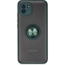 Newface Samsung Galaxy A03 Kılıf Montreal Yüzüklü Silikon Kapak - Yeşil ARLSTRTCH-RSG3256