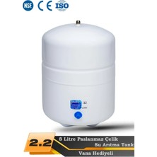 Sumarkt Su Arıtma Cihazı Paslanmaz Metal Genleşme Tankı 8 Lt Su Arıtma Deposu Tank Vanası