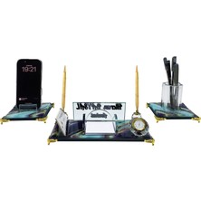 Sentez Masa Üstü İsimlik Taşkent Kristal Masaüstü Isimlik Ofis Seti