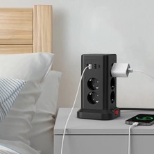 Matechno Akım Korumalı Priz Kablosuz Şarj Istasyonu 11X Soket 3x USB 1xtype-C Kablolu Grup Priz Çoğaltıcı