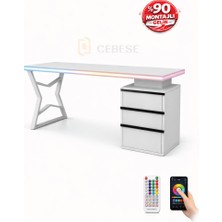 Cebese Bilgisayar Masası + Rgb LED - 170×65×77 cm – Kumandalı ve Telefon Kontrollü