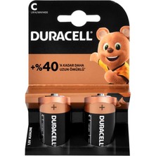 Duracell Alkalin Orta Boy C Pil 2li 1.5V Güçlü Performans ve Uzun Ömürlü Kullanım