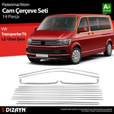 S-Dizayn VW Transporter T6 Uzun Şase Krom Cam Çerçeve Seti 2015-2025 Tek Sürgü
