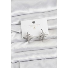 Ramia Gümüş Renk Pirinç Çift Taraflı Kutup Yıldızı Kadın Küpe - TJ-BKP11511