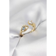 Ramia Gözyaşı Model Gold Renk Zirkon Taşlı Kadın Yüzük - TJ-BYK4153