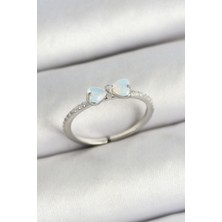 Ramia Pirinç Fiyonk Figürlü Zirkon Taşlı Gümüş Renk Ayarlanabilir Kadın Yüzük - TJ-BYK3765