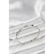 Ramia Yıldız Model Gümüş Renk Pirinç Kadın Bileklik - TJ-BB8248