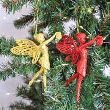 Tam12den Yılbaşı Ağaç Süsü Simli 2'li Peri Figürlü