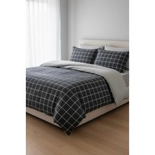 Üntaş Life Serisi Minikaro Füme Çift Kişilik Pamuklu Nevresim Seti