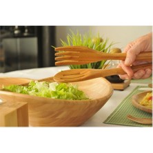 Bambum - Capari Oluklu Kaşık 30×6.5 cm Bambu Malzemesi ile Sağlıklı Yemek Servisi İçin Tasarlandı