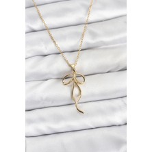 Ramia 316L Çelik Zincir Gold Renk Fiyonk Model Kadın Kolye - TJ-BKO10869