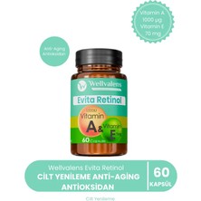 Wellvalens Evita Retinol Vitamin A & E | Cilt Yenileme, Anti-Aging ve Antioksidan Desteği 60 Kapsül Vitamin A (1000 µg) + Vitamin E (70 mg) – 60 Kapsül
