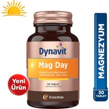 Dynavit Mag Day 30 Tablet Magnezyum Sitrat &malat, Gotu Kola, Ginkgo Biloba, B6 Vit -Sabah/gündüz Magnezyum - Dezenfektan Hediyeli (%72 Alkol)