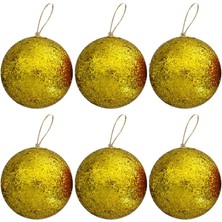 Tam12den 5cm Simli Strafor Top Ağaç Süsü 6lı Gümüş