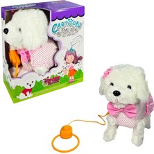 PFT-B025 Peluş Tasmalı Yürüyen Köpek Pembe -Vrd