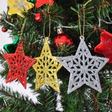 Tam12den Yılbaşı Ağaç Süsü Simli 3'lü Yıldız Figürü