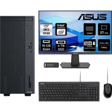 Asus Expertcenter P500MV i5 13420H Masaüstü Bilgisayar 16GB RAM 4TB SSD 27" FHD FreeDOS + Per4 USB P500I513428512B0DP784