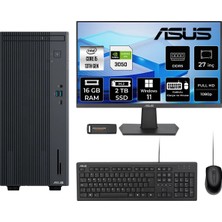 Asus Expertcenter P500MV i5 13420H RTX 3050 Masaüstü Bilgisayar 16GB RAM 2TB SSD 27" FHD Win11 Home + Per4 USB P500I513428512B0DP923