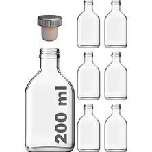 Starseven Afracam 200 cc Kapaklı Cold Brew Şişesi 200 ml Yassı Soğuk Kahve Cam Şişe 6 Adet (Sentetik Tıpa)