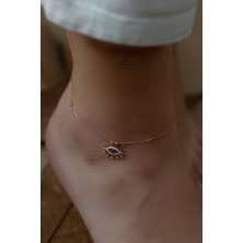 By Barun Göz Nazar Gümüş Halhal - Rose Kadın Aksesuar 925 Ayar Gümüş Zincir ile Şık Tasarım