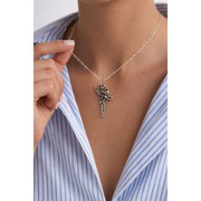Crystal Atelier Kadın Melek Kolye Peri Model Gümüş Renk Zarif Hediyelik Kolye