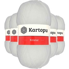 Maarketim 5 Adet Kristal Çift Katlı El Örgü Lif İpi Beyaz