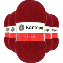 Maarketim 5 Adet Kristal Çift Katlı El Örgü Lif İpi Koyu Kırmızı