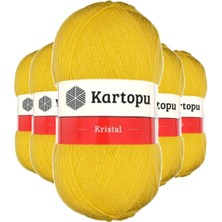 Maarketim 5 Adet Kristal Çift Katlı El Örgü Lif İpi Sarı