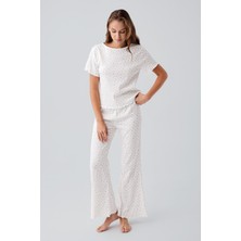 Artış Collection Kısa Kollu Çiçek Desenli %100 Pamuk Pijama Takım 19205