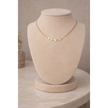 Altın Renk Kelebek Figürlü Taşlı Çelik Kolye