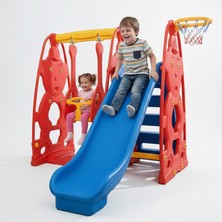 Bahçe Oyuncak Salıncaklı Kaydırak Seti 180 cm Kayma Boyu Anaokulu Kreş Tipi Güvenli Park