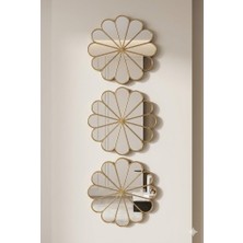 İlk El Grup Ieg™ 3’lü Gold Güneş Desenli Duvar Aynası Seti 27 cm | Dekoratif Yuvarlak Ayna