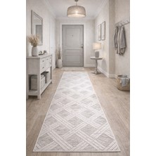 Babil Home Kaymaz Tabanlı Kesme  Salon Koridor Mutfak Yatak Odası Halısı 3008 Gri