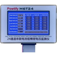 Powtify M6T24 24S Kanallı Yüksek Hassasiyetli Lityum Batarya Gerçek Zamanlı Voltaj Analizörü
