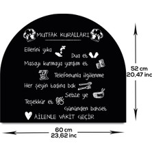 Decorita Cam Ocak Arkası Koruyucu | Oval Şekilli | Mutfak Kuralları- Siyah | 52CM x 60CM