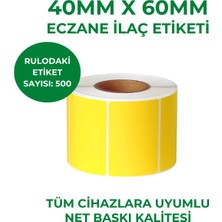 RULORULO 40X60 Termal Eczane Etiketi 500 Sarımlık 50 Adet Rulo