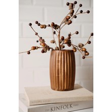 Dekorz Dükkan Linea Akasya Çizgili Vazo / Kaşıklık 10X17 cm