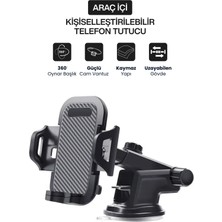 Concord Araç Içi Cam Vantuzlu Telefon Tutucu | Teleskopik | 360° Dönebilen Oto Telefon Tutacağı