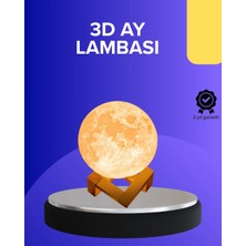 Tp Buğz 16 Renkli 3D Baskılı Ay Lambası Ahşap Standlı
