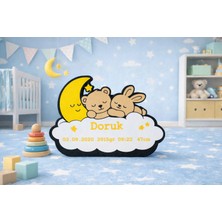 3D Boyuthane Kişiye Özel Bebek Doğum Panosu 3D – Ay Bulut Isimlik | Yenidoğan Hatıra Hediyesi