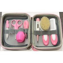 Sinka Bebek Bakım Çantası Dijital Ateş Ölçerli 0+ Uygun Üst Kalite 8 Parça Bakım Seti ( Pembe )