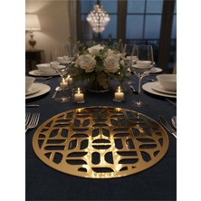 Dijidepo Lüks Geometrik Desenli 30 cm Lazer Kesim Supla Dekoratif Sofra Sunum Altlığı (Gold, Gümüş, Siyah)