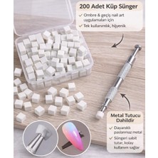 Sinka Nail Art Ombre Süngeri 200 Adet Beyaz Sünger + 1 Adet Metal Tutucu Set