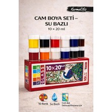KarmaOfis Cam Boya Seti Su Bazlı 10×20 ml | 10 Renk Dekoratif Cam Boyası