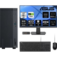 Asus Expertcenter P500MV Core 7 240H RTX 5050 8GB Masaüstü Bilgisayar 16GB RAM 512GB SSD 23.8" FHD Win11 Home + Per4 USB P500C724016512B0DP741