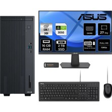 Asus Expertcenter P500MV Core 7 240H RTX 3050 Masaüstü Bilgisayar 16GB RAM 2TB SSD 27" FHD FreeDOS + Per4 USB P500C724016512B0DP903