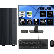 Asus Expertcenter P500MV Core 7 240H RTX 3050 Masaüstü Bilgisayar 64GB RAM 4TB SSD 27" FHD Win11 Pro + Per4 USB P500C724016512B0DP956